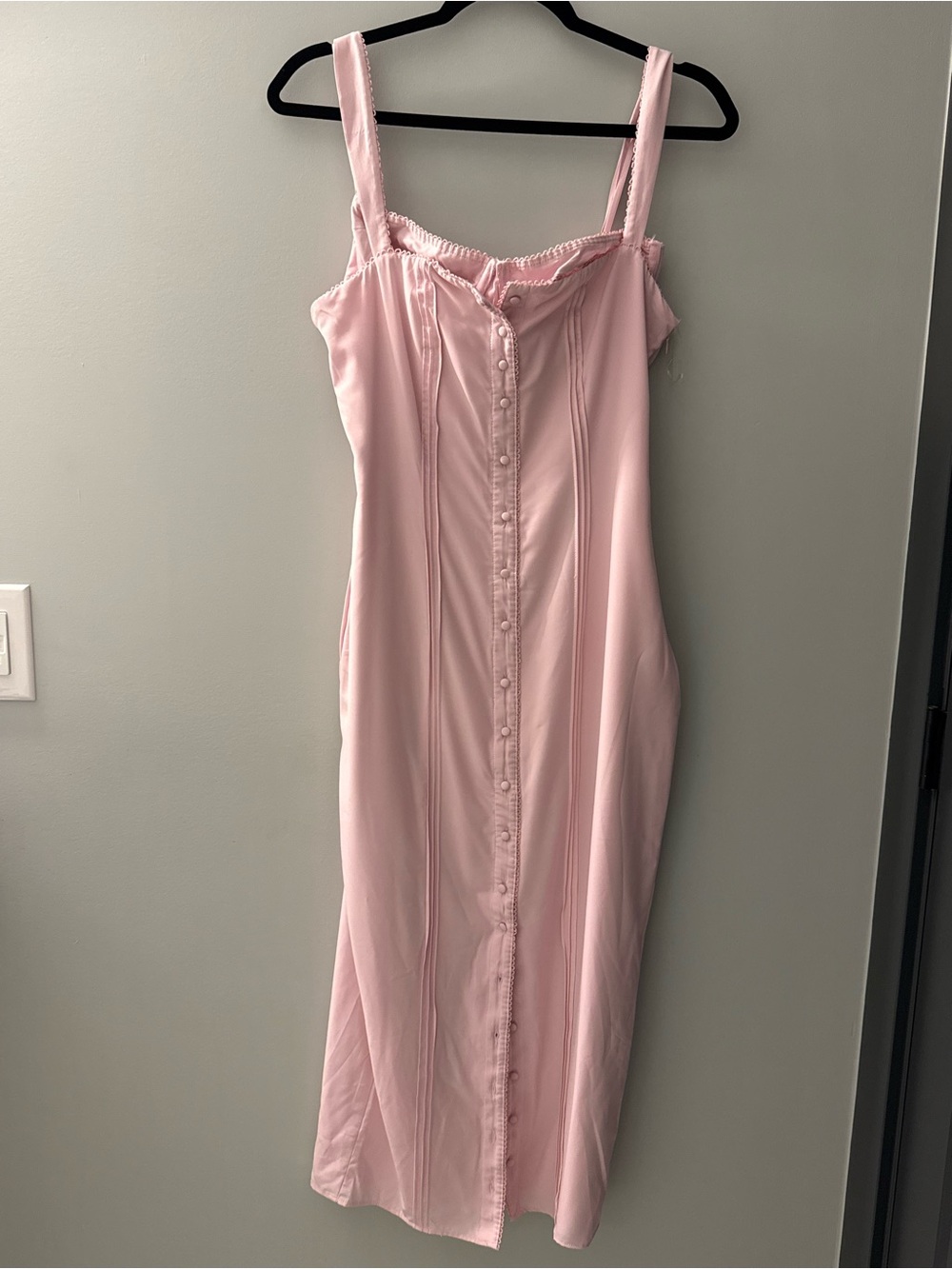 Oh Polly Blush Pink Button-Front Midi Dress